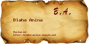 Blaha Anina névjegykártya